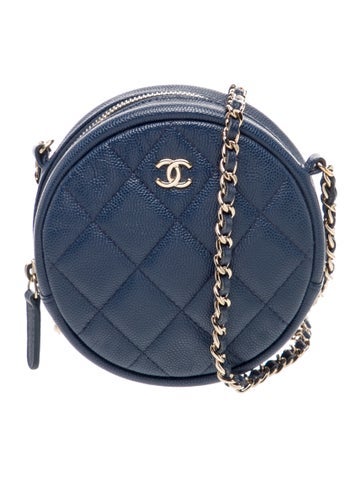 Quilted Round Clutch With Chain