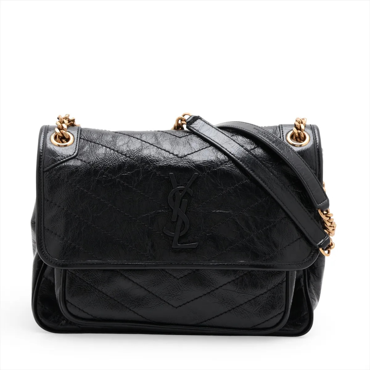 Saint Laurent Paris Niki 633158 Leather Chain Shoulder Bag Black