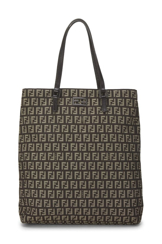 Fendi Brown Zucchino Canvas Vertical Tote