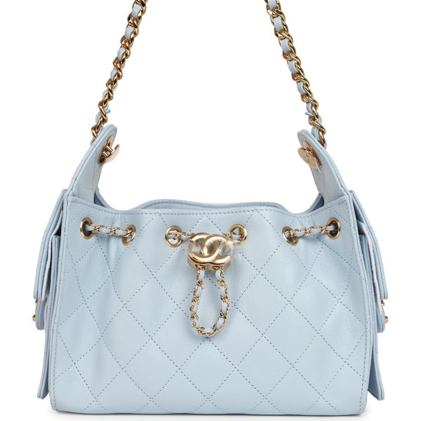 Chanel Mini 25 Hobo Bag Light Blue Caviar Gold Hardware