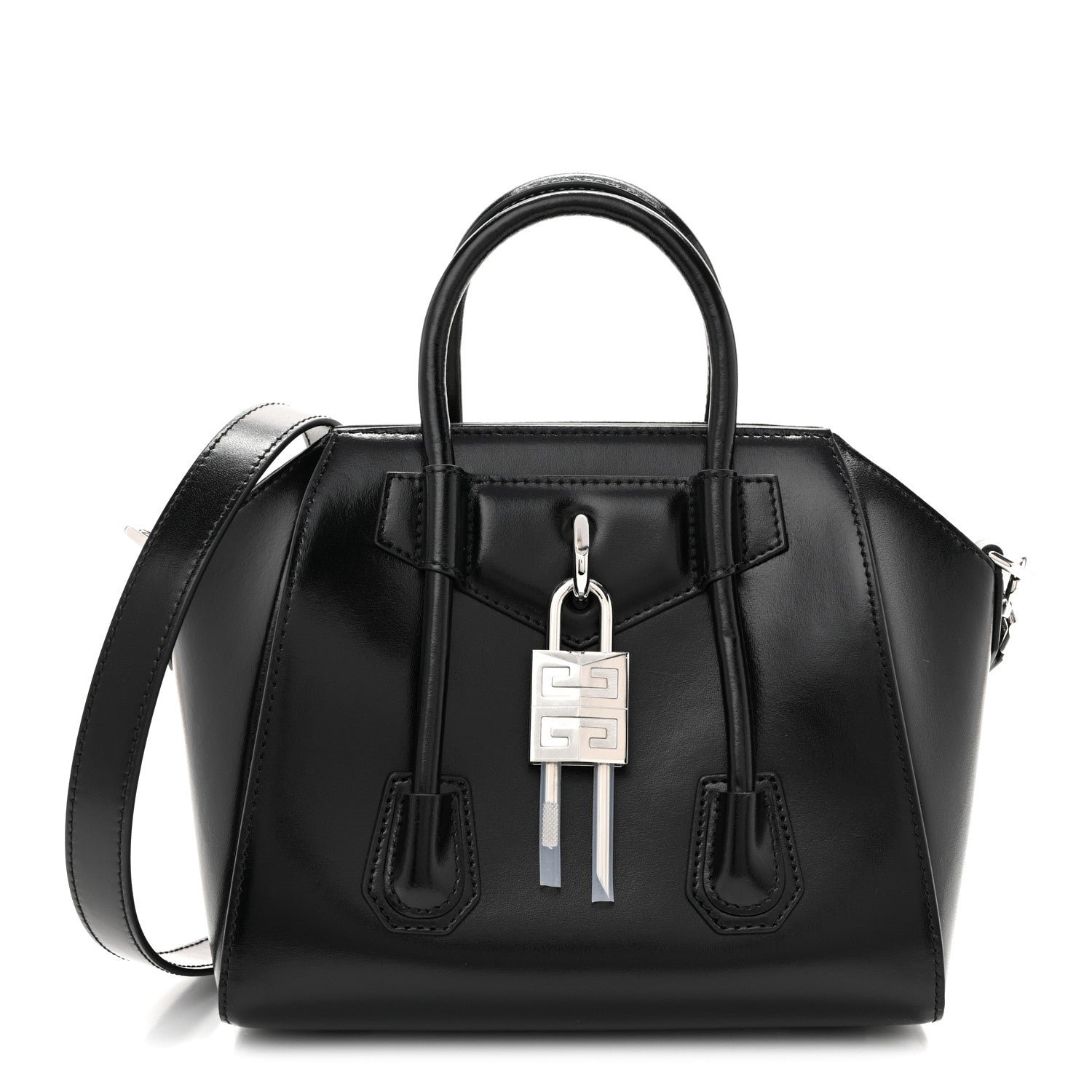 Givenchy Box Calfskin Mini Lock Antigona Shoulder Bag Black