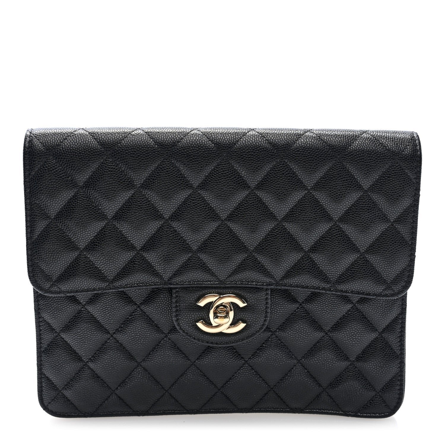 Chanel Caviar Quilted Square Flap Clutch Black