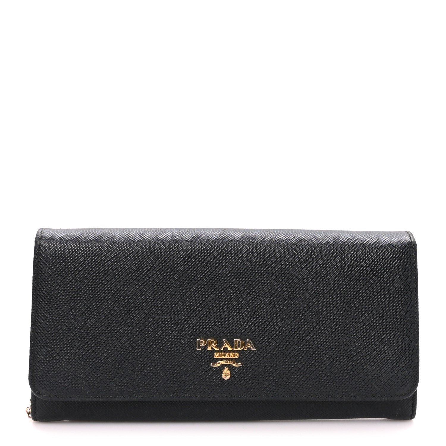 Prada Prada Saffiano Metal Continental Flap Wallet Black