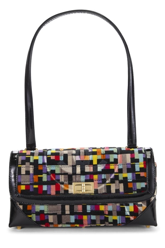 Multicolor Velour Mademoiselle Lock Shoulder Bag