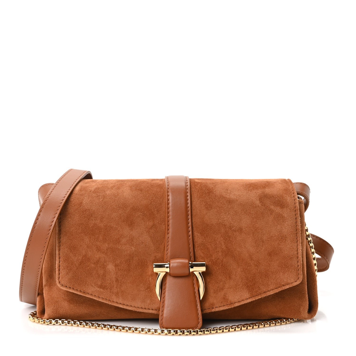Salvatore Ferragamo Suede Mini Mia Crossbody Bag Naturale