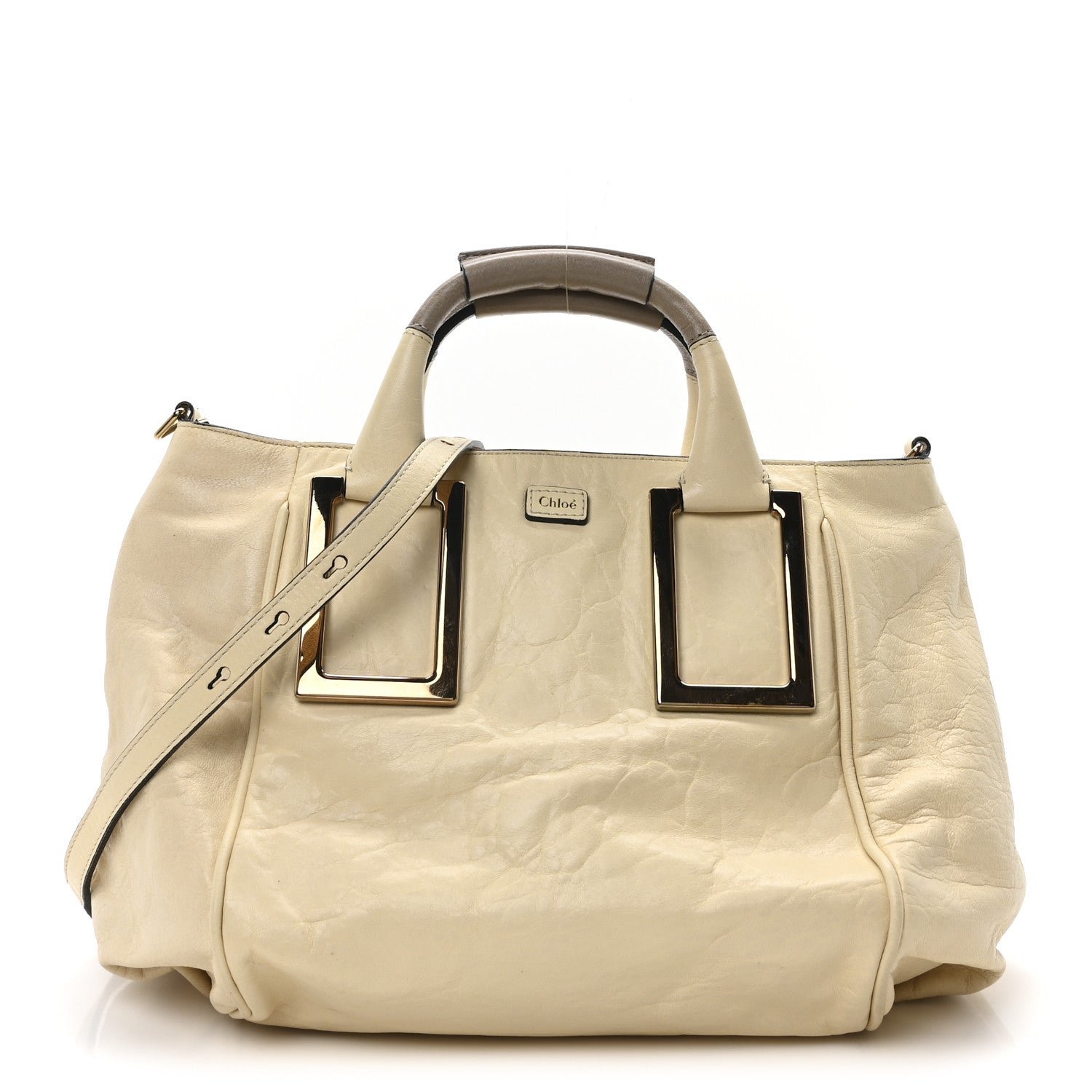 Chloe Tumbled Lambskin Ethel Satchel Cream