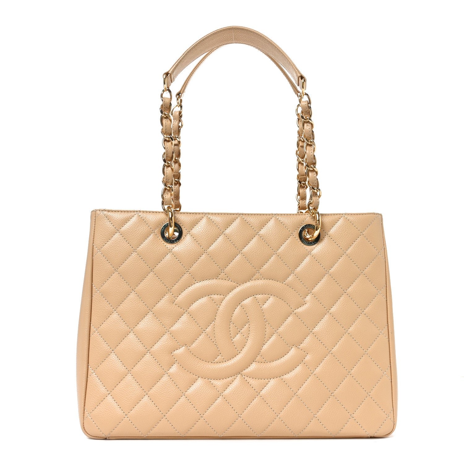 Chanel Caviar Quilted Grand Shopping Tote GST Beige Clair