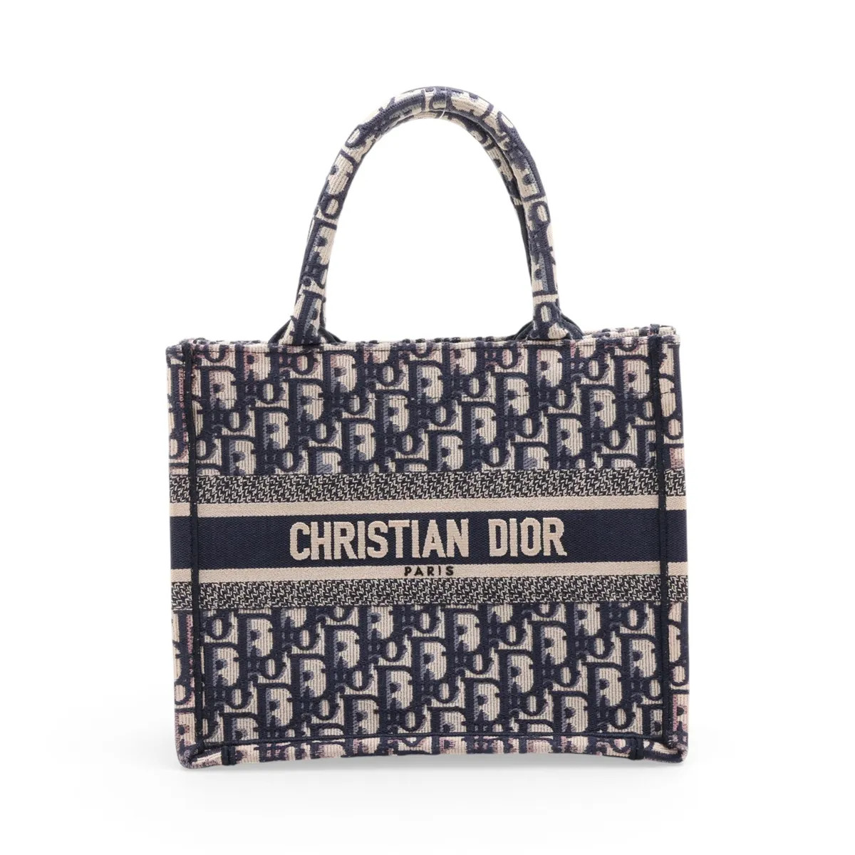 Christian Dior Oblique Book Tote Small canvas Tote bag Navy Blue