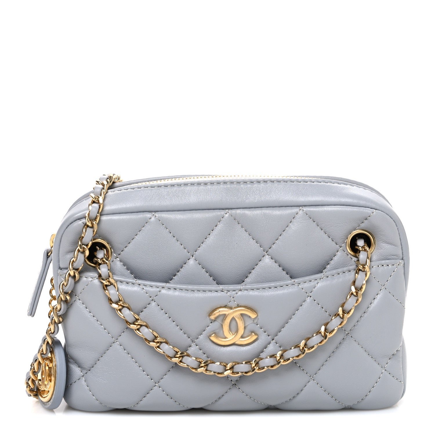 Chanel Lambskin Quilted Mini Camera Case  Grey