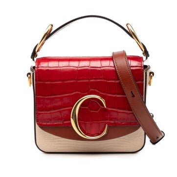 Mini Bicolor Croc Embossed Calfskin C Satchel