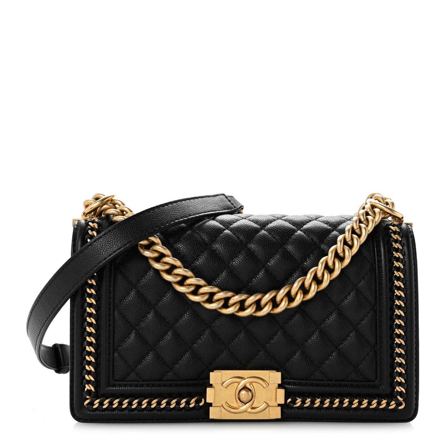 Chanel Chanel Caviar Quilted Medium Chain Around Boy Flap Black