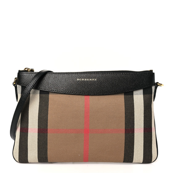 Burberry House Check Derby Peyton Crossbody Clutch Bag Black