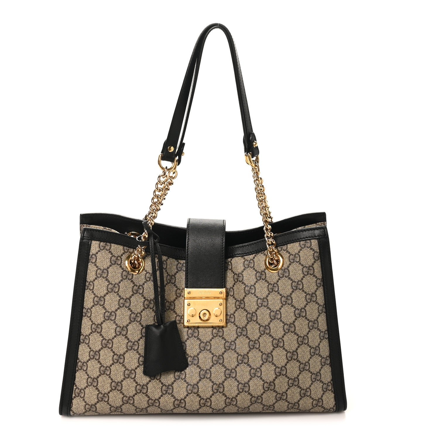 Gucci GG Supreme Monogram Medium Padlock Tote Black
