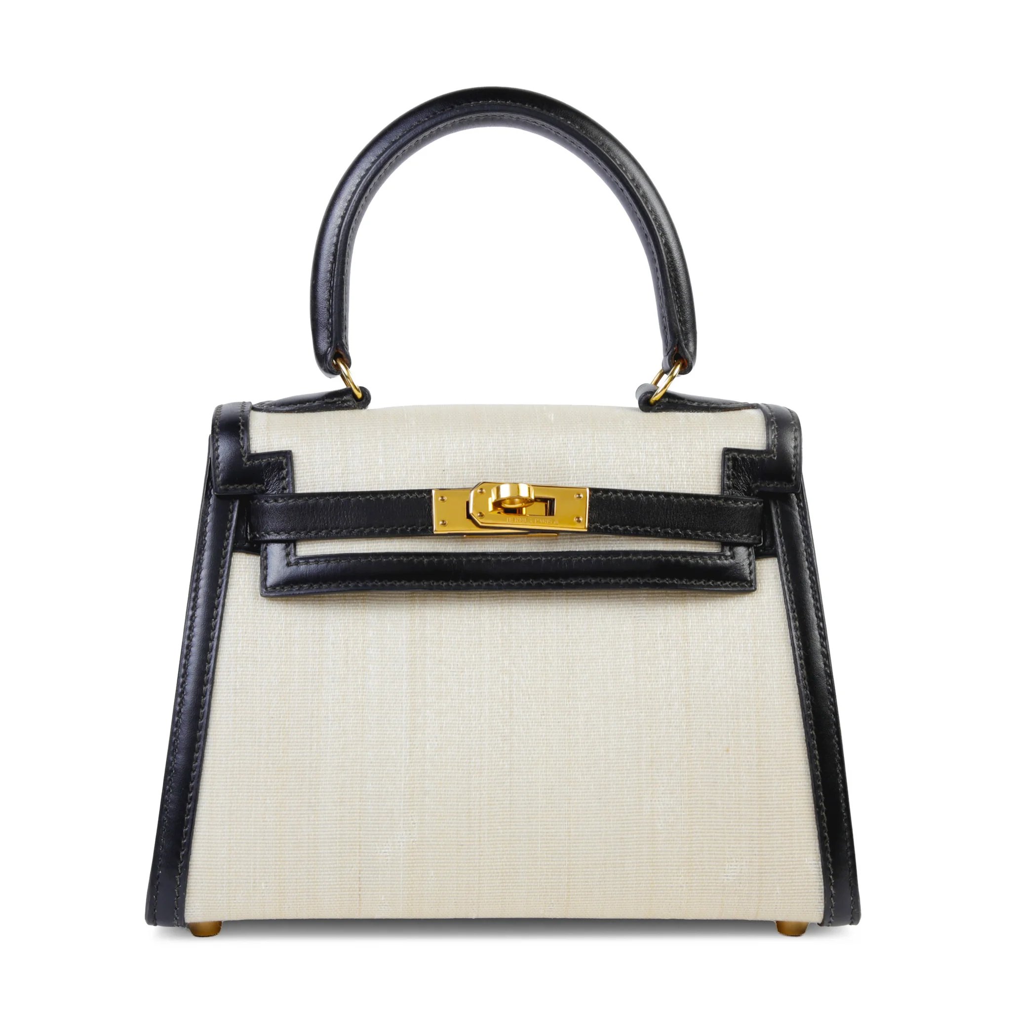 Fair ( Rank B ) HERMÈS Vintage Mini Kelly 20 Beige Crinoline Gold hardware Circle W (1993)