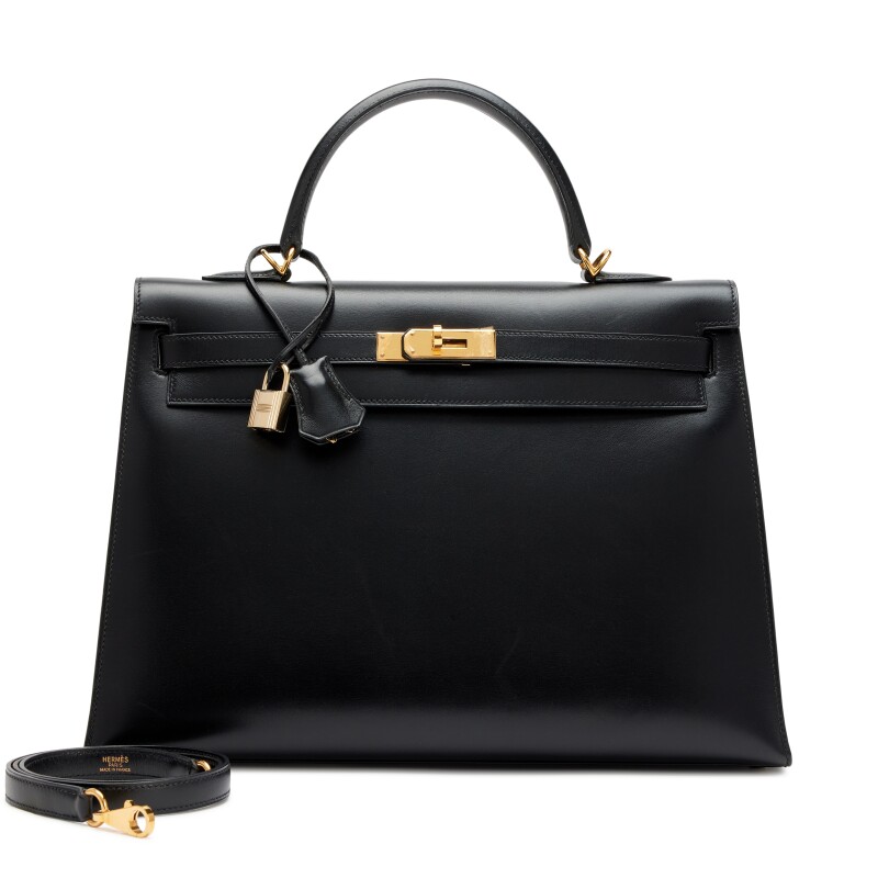 Hermes Black Box Calf Sellier Kelly 35 Gold Hardware, 2004