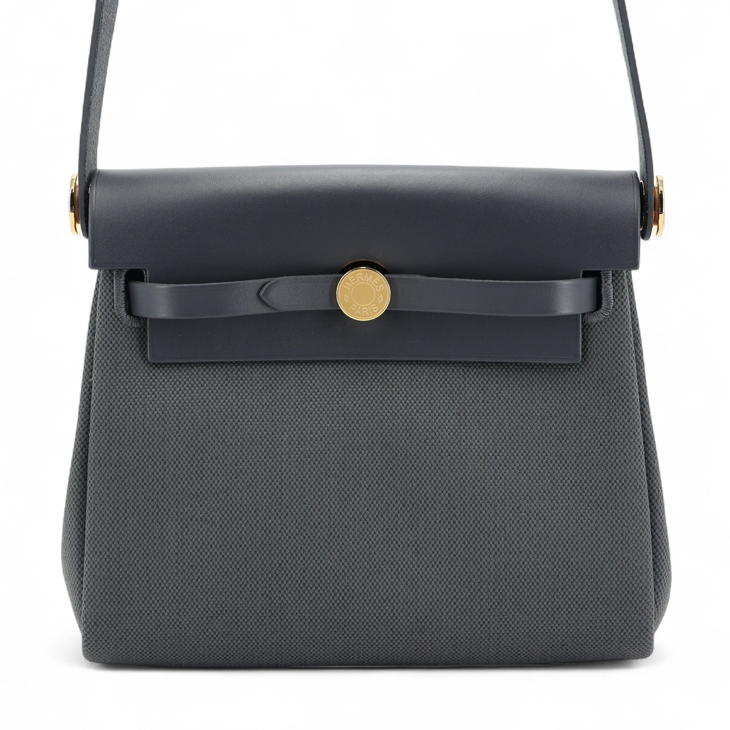 Hermes Brand New ( Rank N ) HERMÈS Herbag Zip Mini 20 Ardoise (85) Vache Hunter Canvas Gold hardware K (2025)