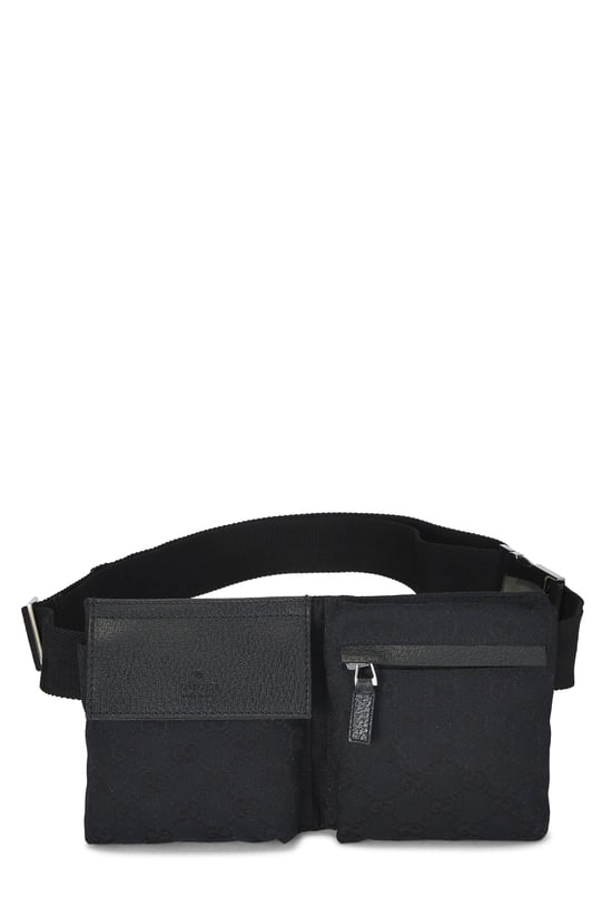 Black GG Canvas Double Pocket Waist Pouch