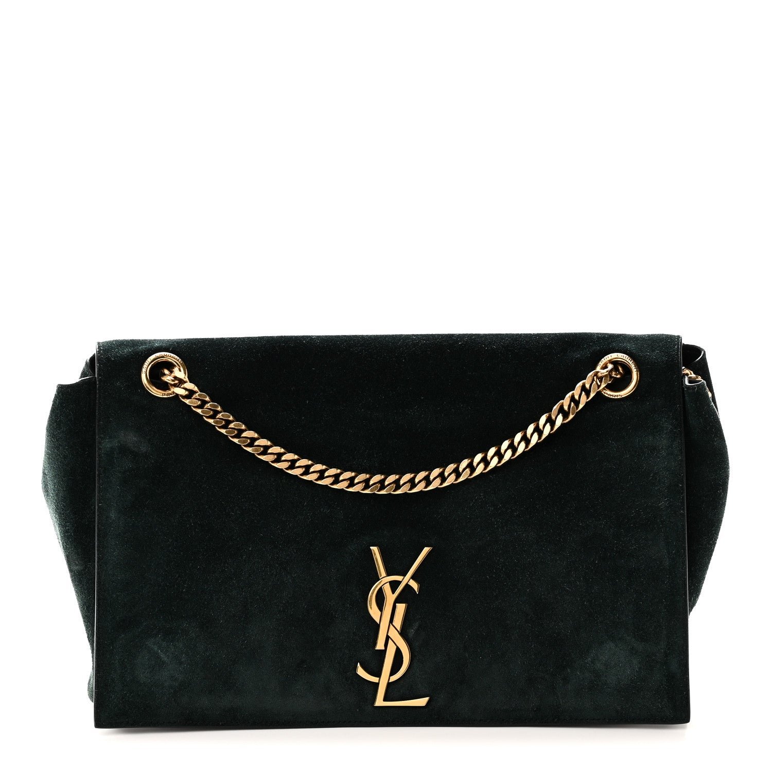 Saint Laurent Smooth Calfskin Suede Medium Reversible Monogram Kate Satchel Black