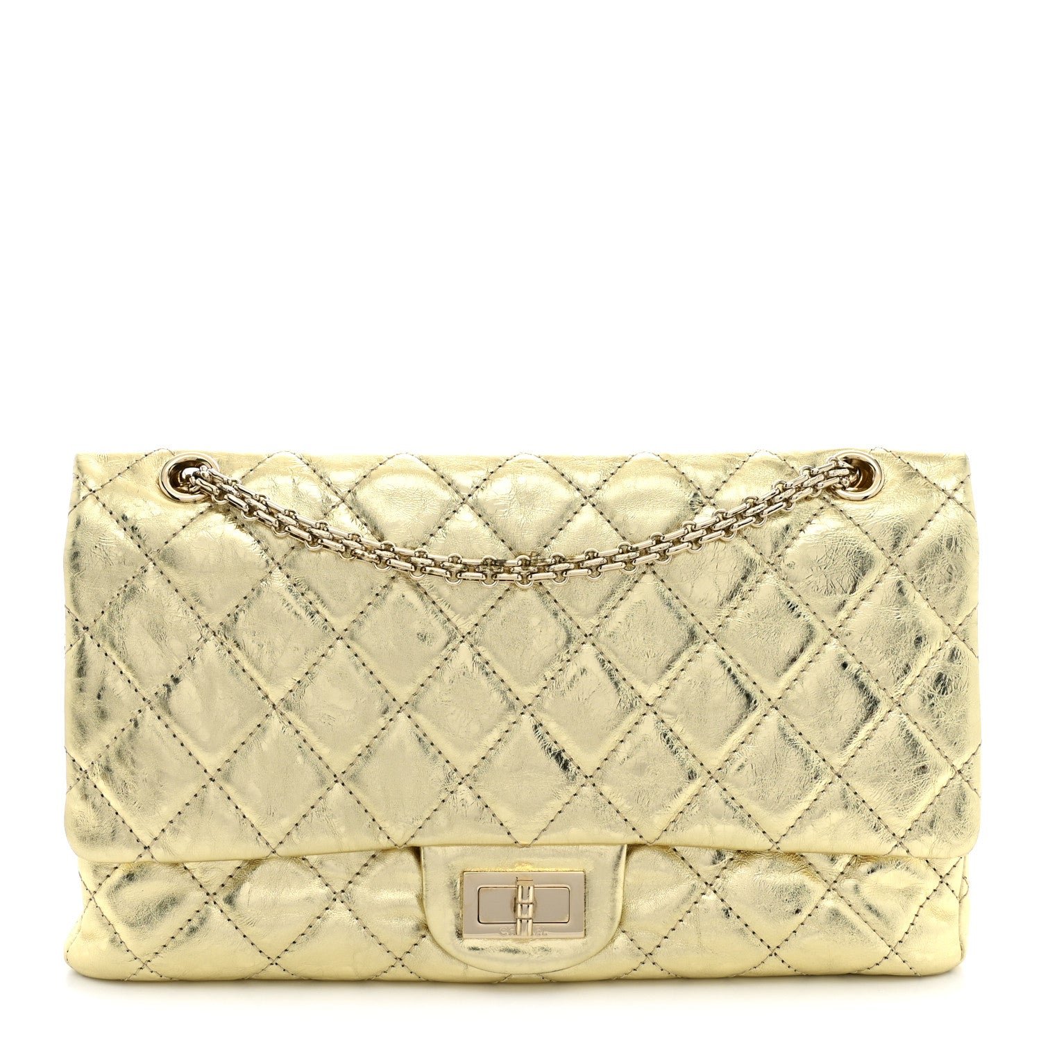 Chanel Metallic Aged Calfskin Quilted 2.55 Reissue 227 Flap Gold