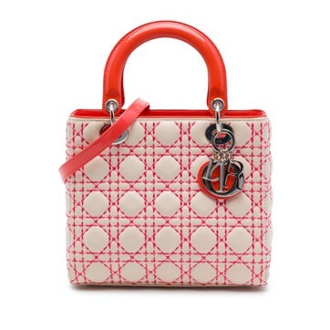 Medium Lambskin Cannage Stitched Lady Dior