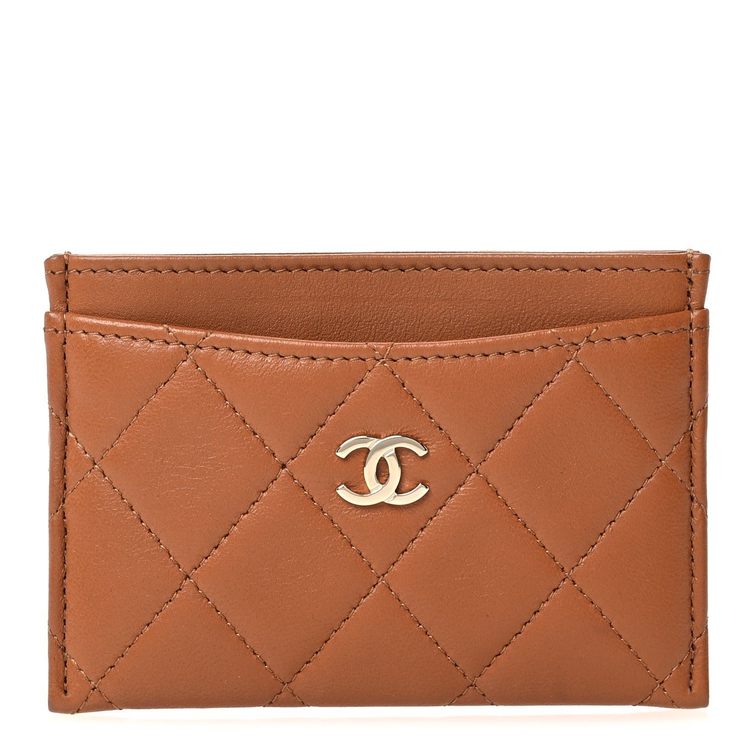 Chanel Lambskin Quilted Card Holder Brown