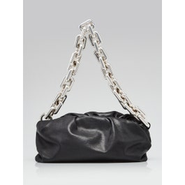 Bottega Veneta Bottega Veneta Black Leather Chain Pouch Bag