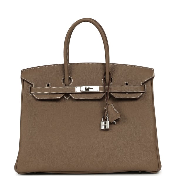 Pre-owned Hermes Birkin 35 Etoupe Togo Palladium Hardware