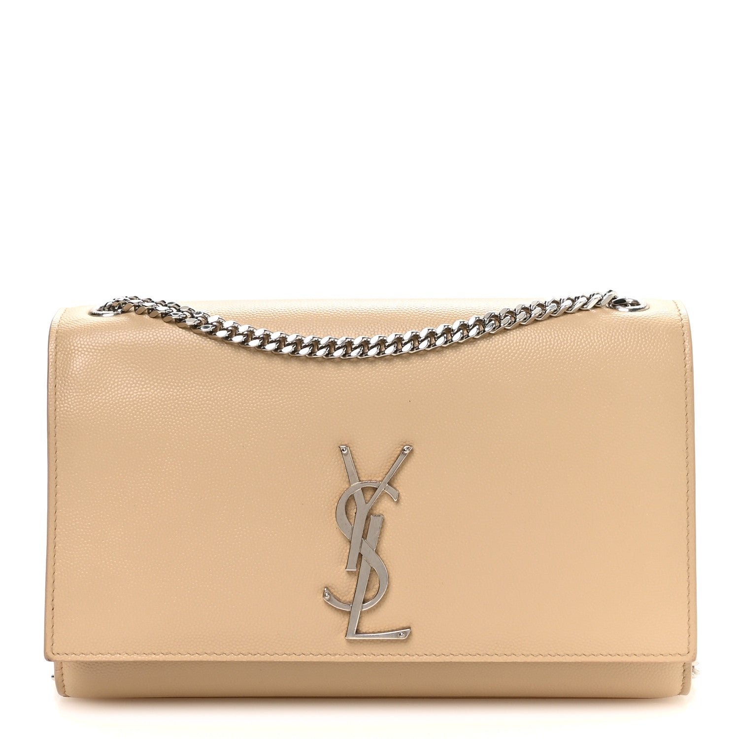 Saint Laurent Grain De Poudre Medium Monogram Kate Satchel Sable Beige