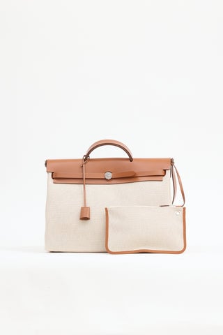 Hermes 2023 Écru H Viking Canvas & Fauve Vache Hunter Leather Herbag Messenger 39