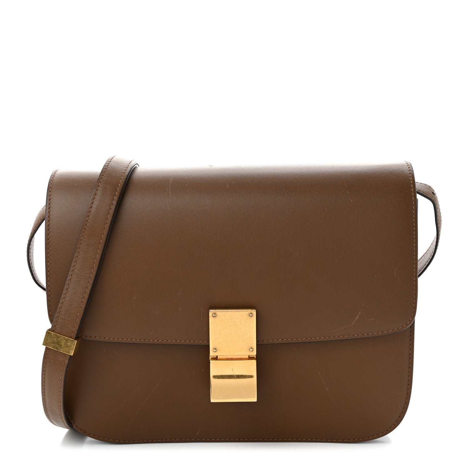 Celine Box Calfskin Medium Classic Box Flap Bag Camel