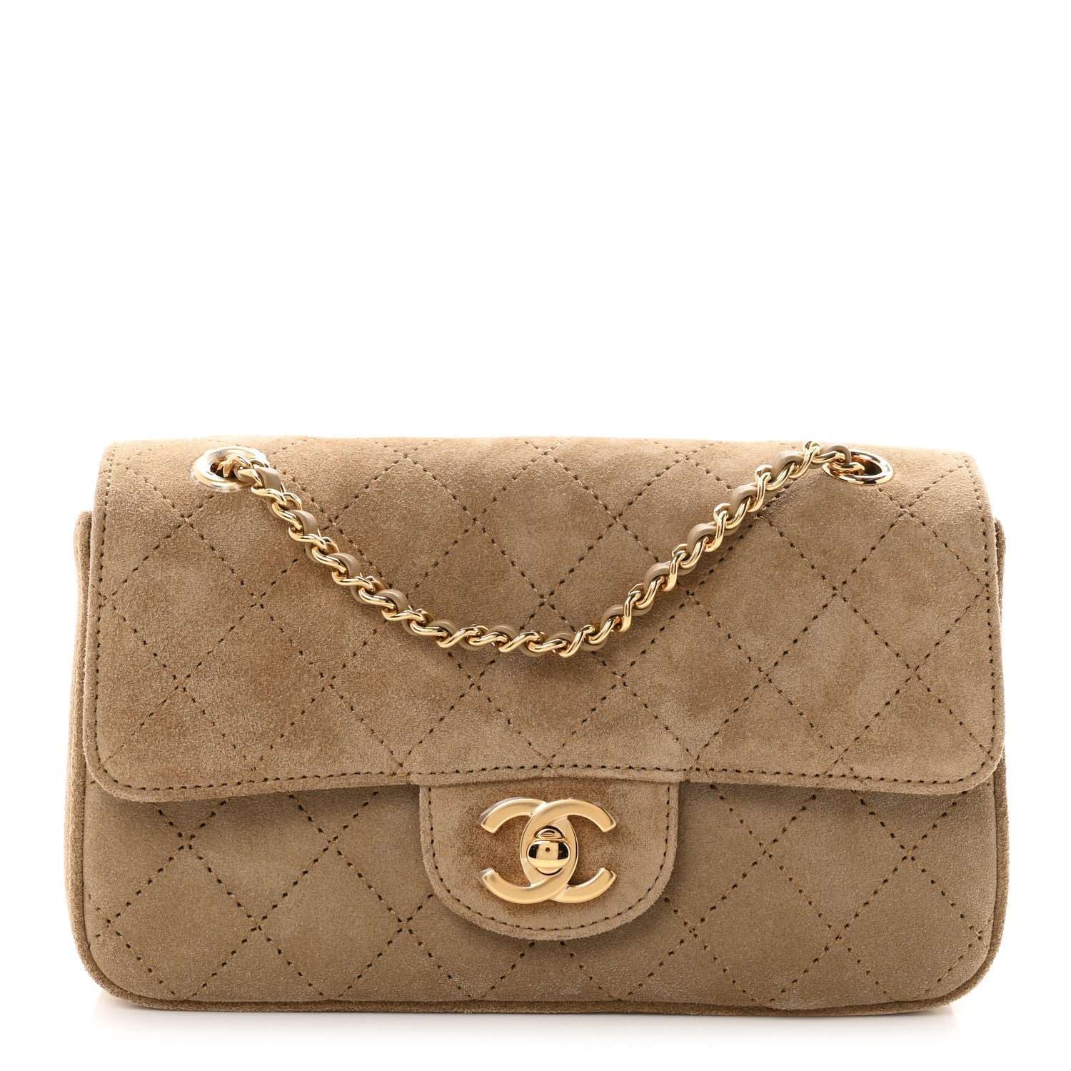 Chanel Suede Calfskin Mini Souplissimo Flap Dark Beige