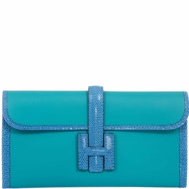 Hermes Hermès Jige Elan in Bleu Paon Swift and Mykonos Lizard