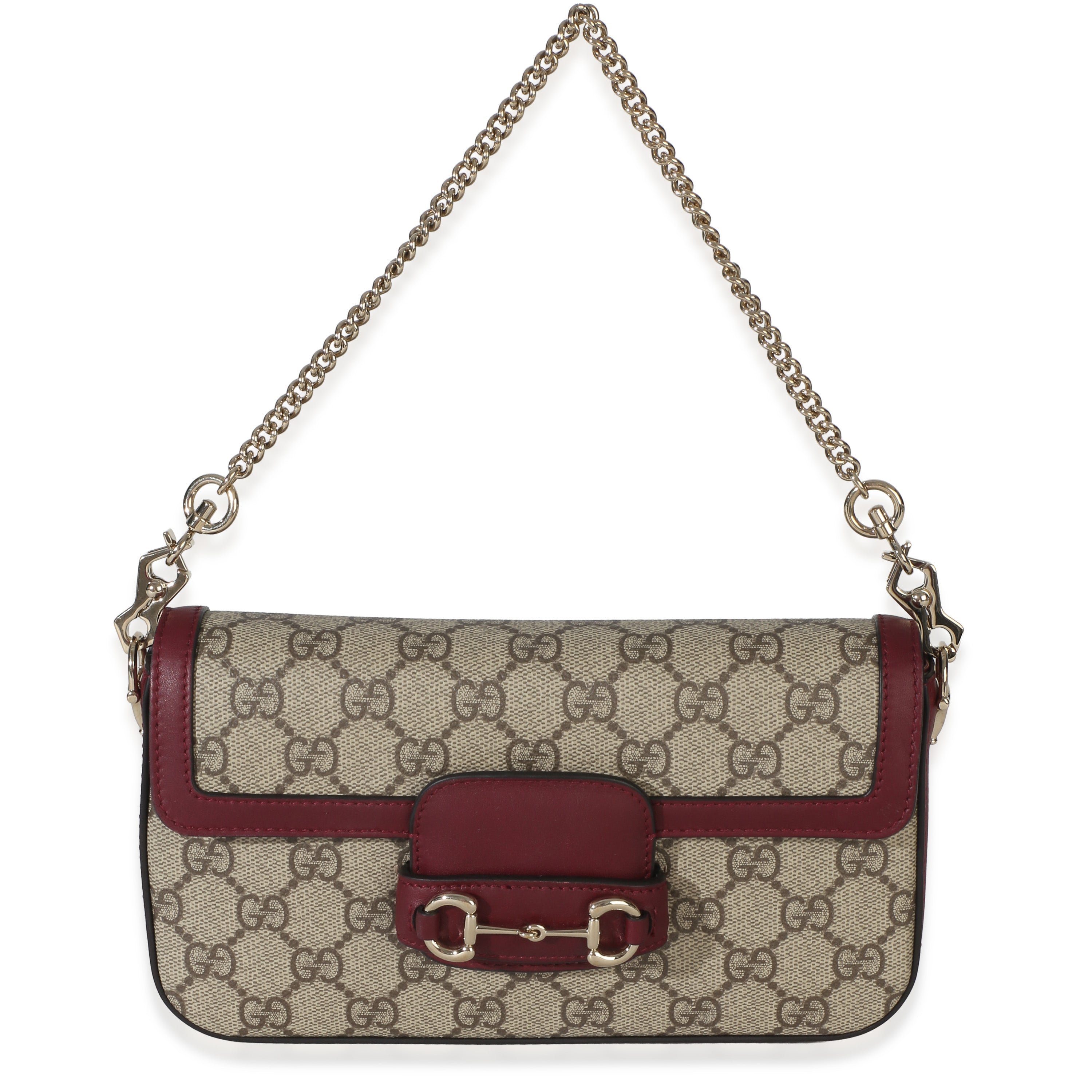 Red Calfskin GG Supreme Canvas Horsebit 1955 Small Soft Shoulder Bag