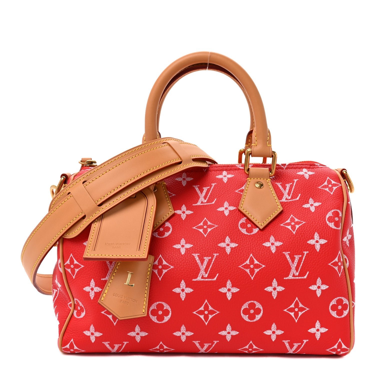 Louis Vuitton Soft Calfskin Monogram Speedy P9 Bandouliere 25 Red