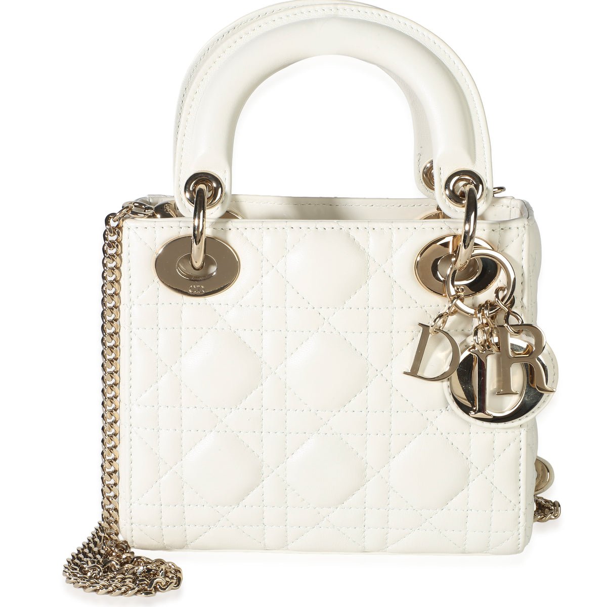 White Lambskin Cannage Mini Lady Dior