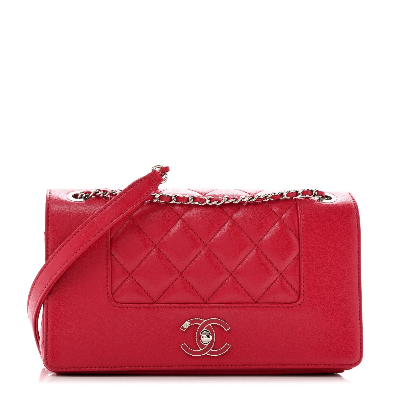 Chanel Iridescent Sheepskin Quilted Small Vintage Mademoiselle Flap Dark Pink