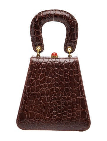 Embossed Leather Top Handle Bag