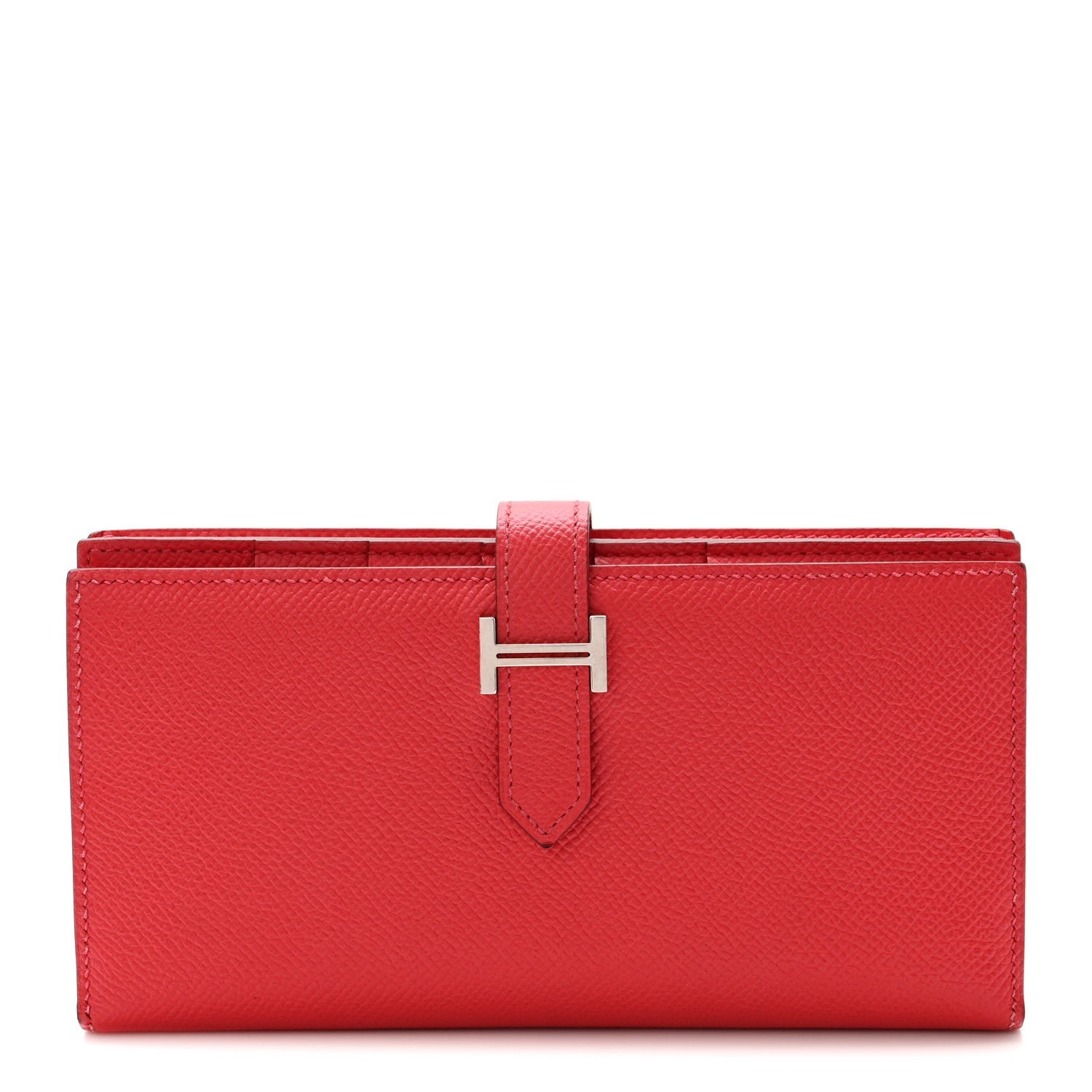 Hermes Epsom Bearn Gusset Wallet Rouge Casaque