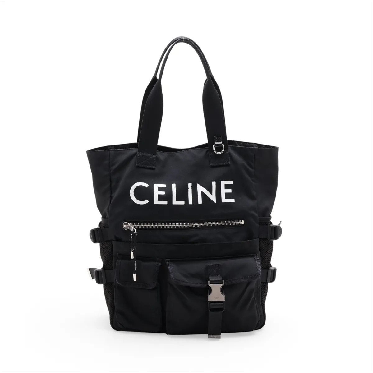 Celine Logo Nylon Tote bag Black