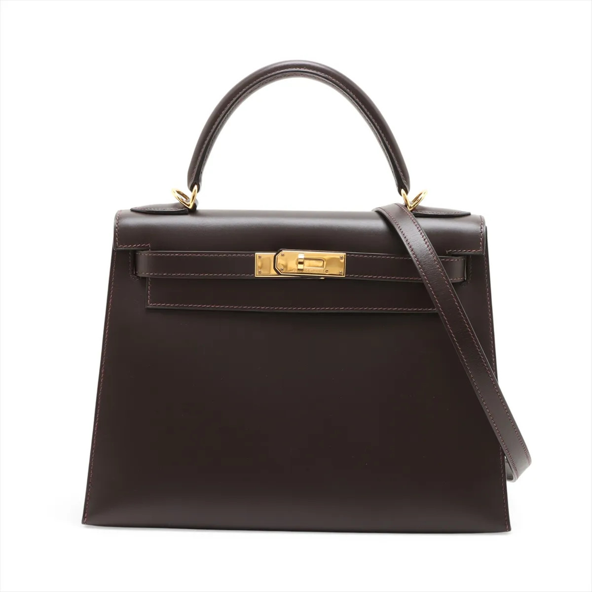 Hermès Kelly 28 Serie Veau Chamonix Chocolat Gold Metal Fittings