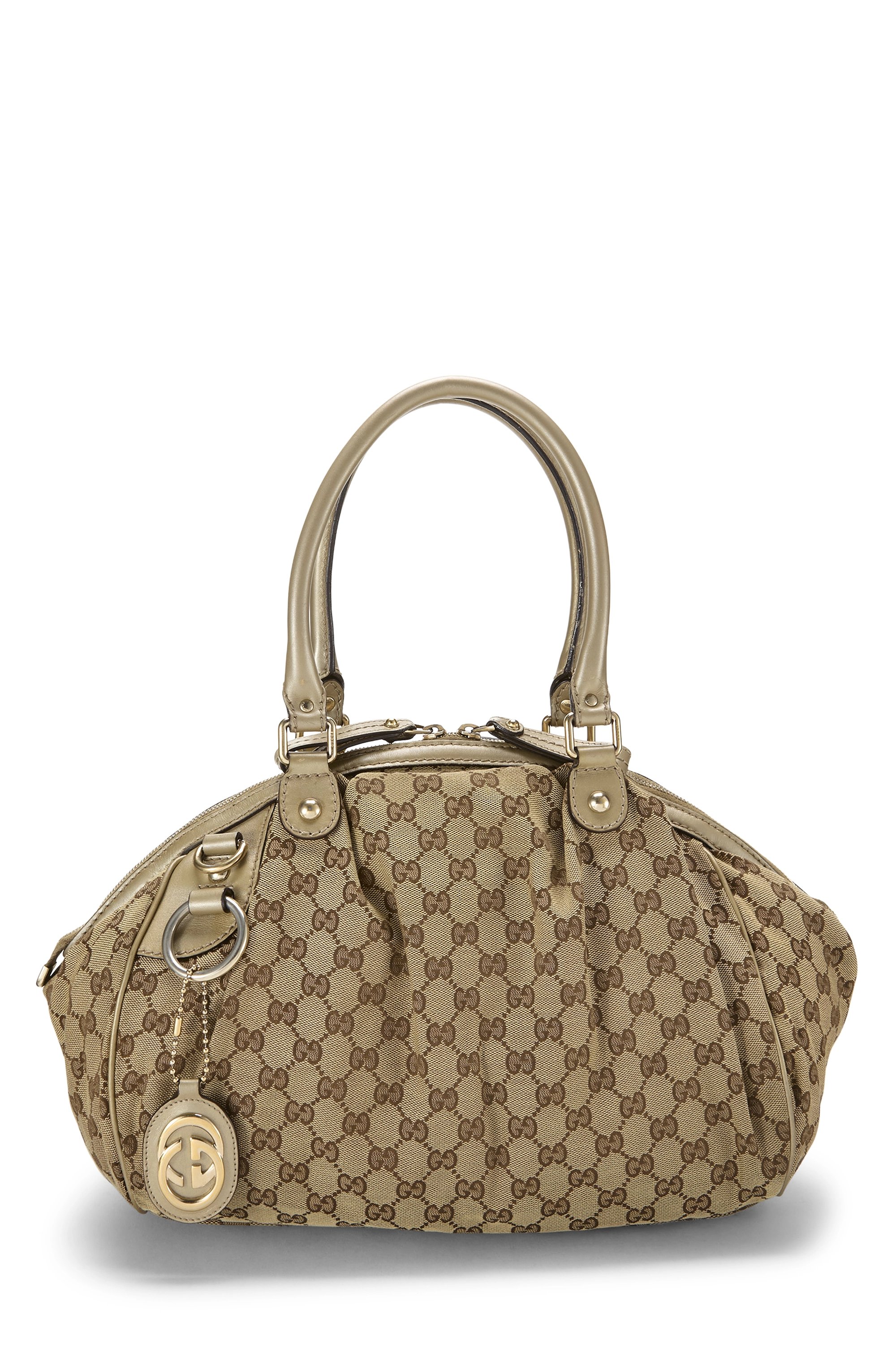 Gold Original GG Canvas Sukey Boston Handbag