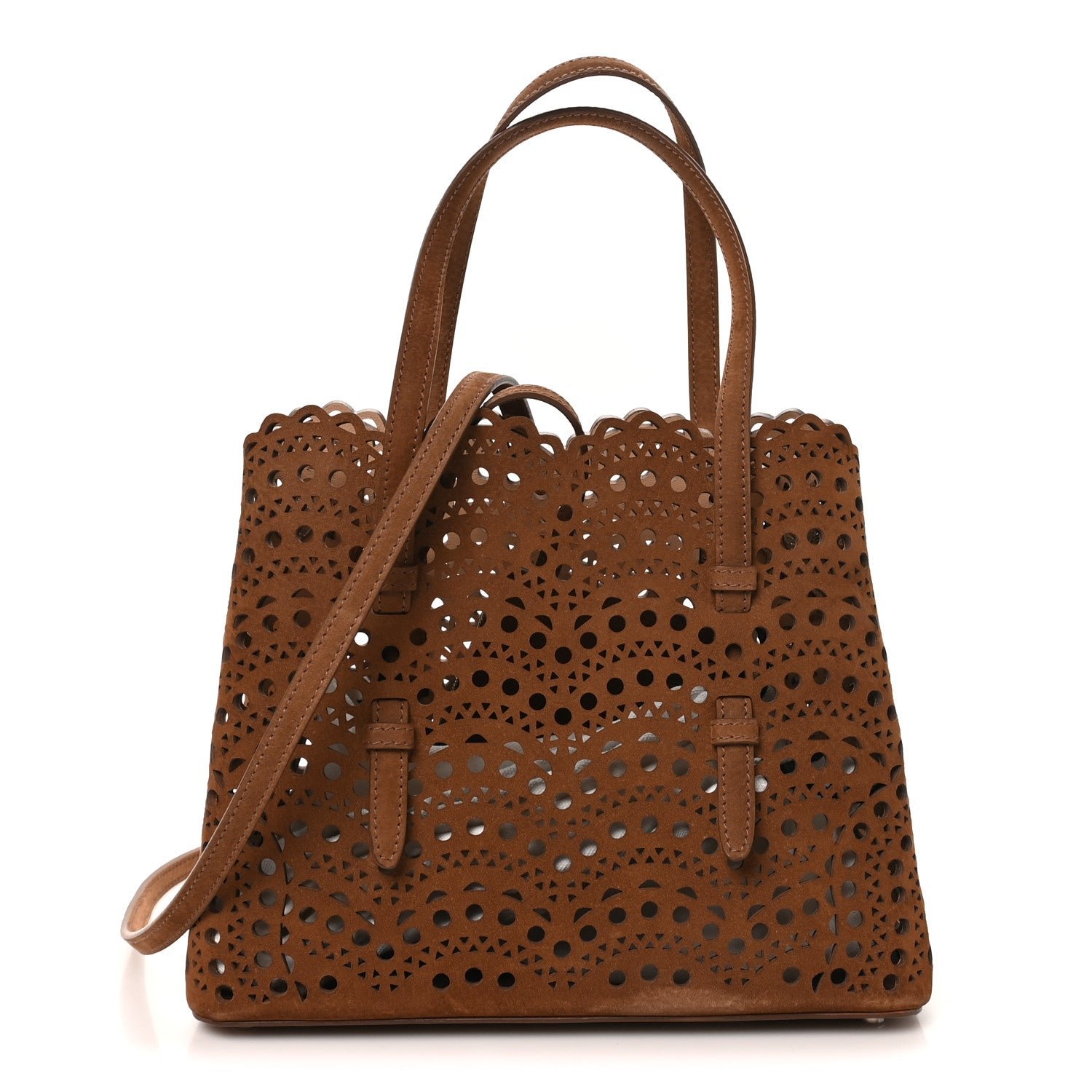 Alaia Nubuck Vienne Wave Mina 25 Bag Terre d'Ombre