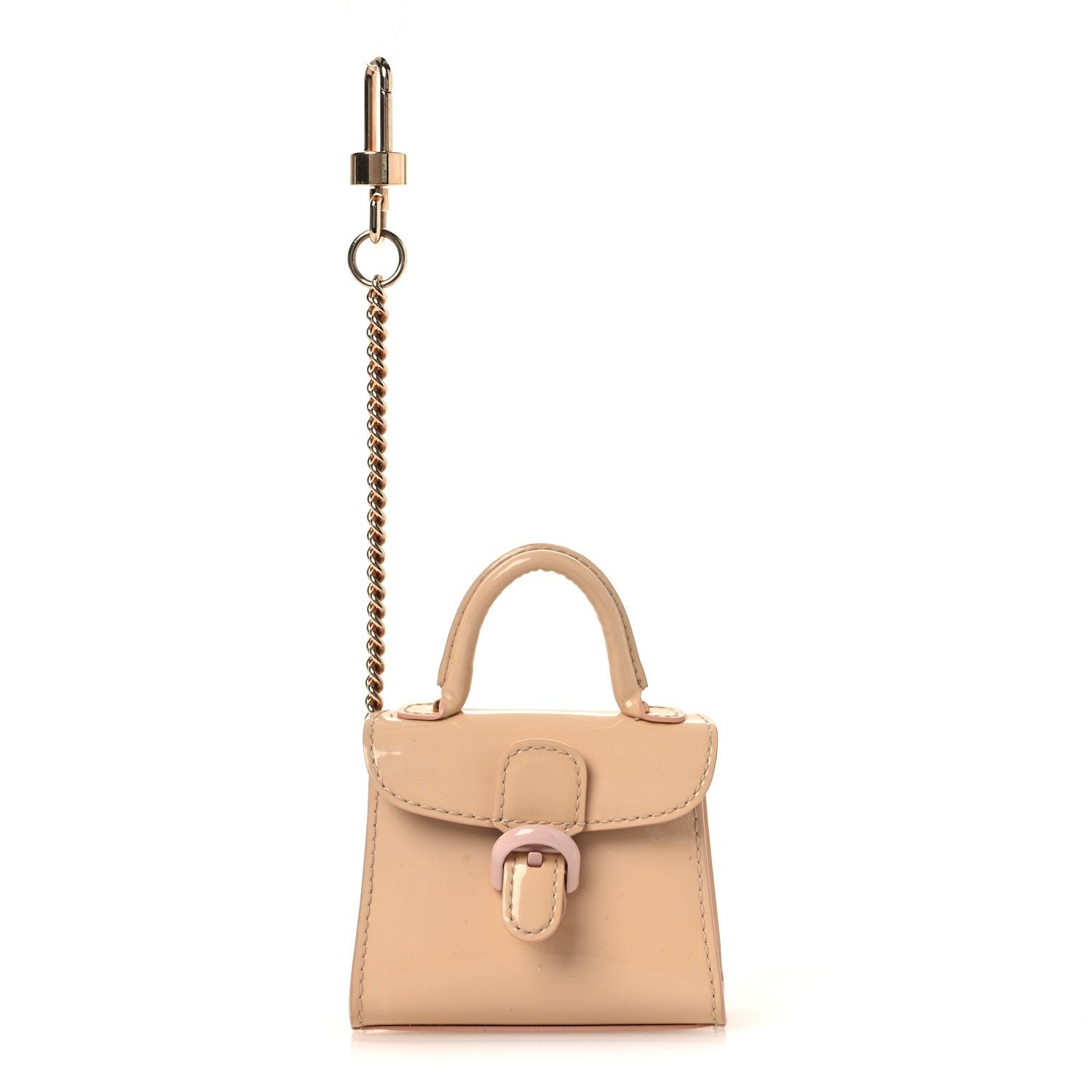 Delvaux Delvaux Patent Calfskin Mini Brillant Bag Charm Beige
