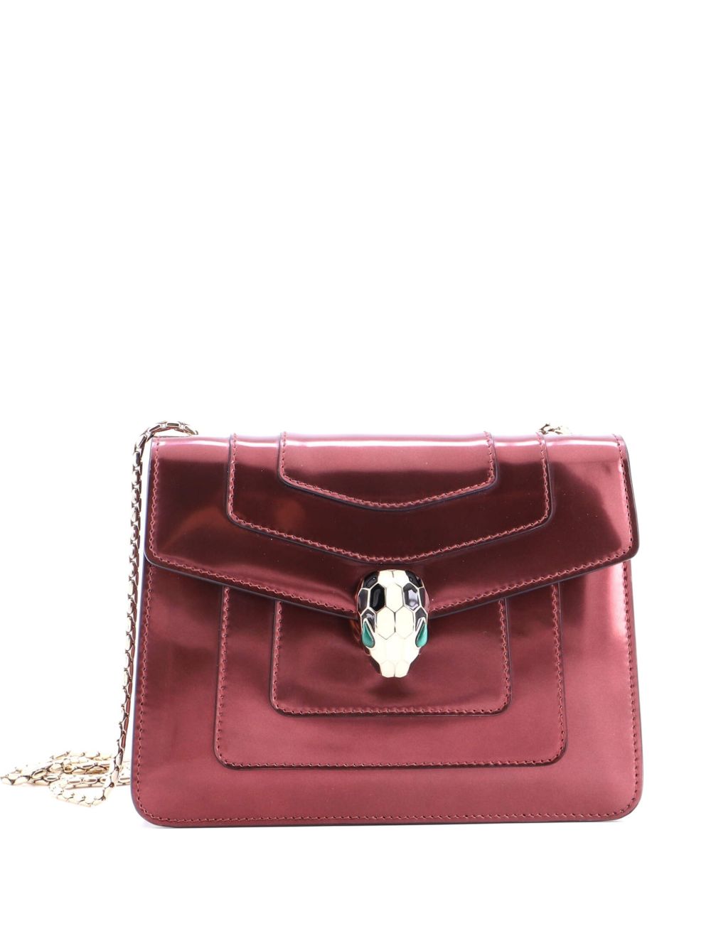 Bvlgari Serpenti Forever Square Metallic Leather Small shoulder bag