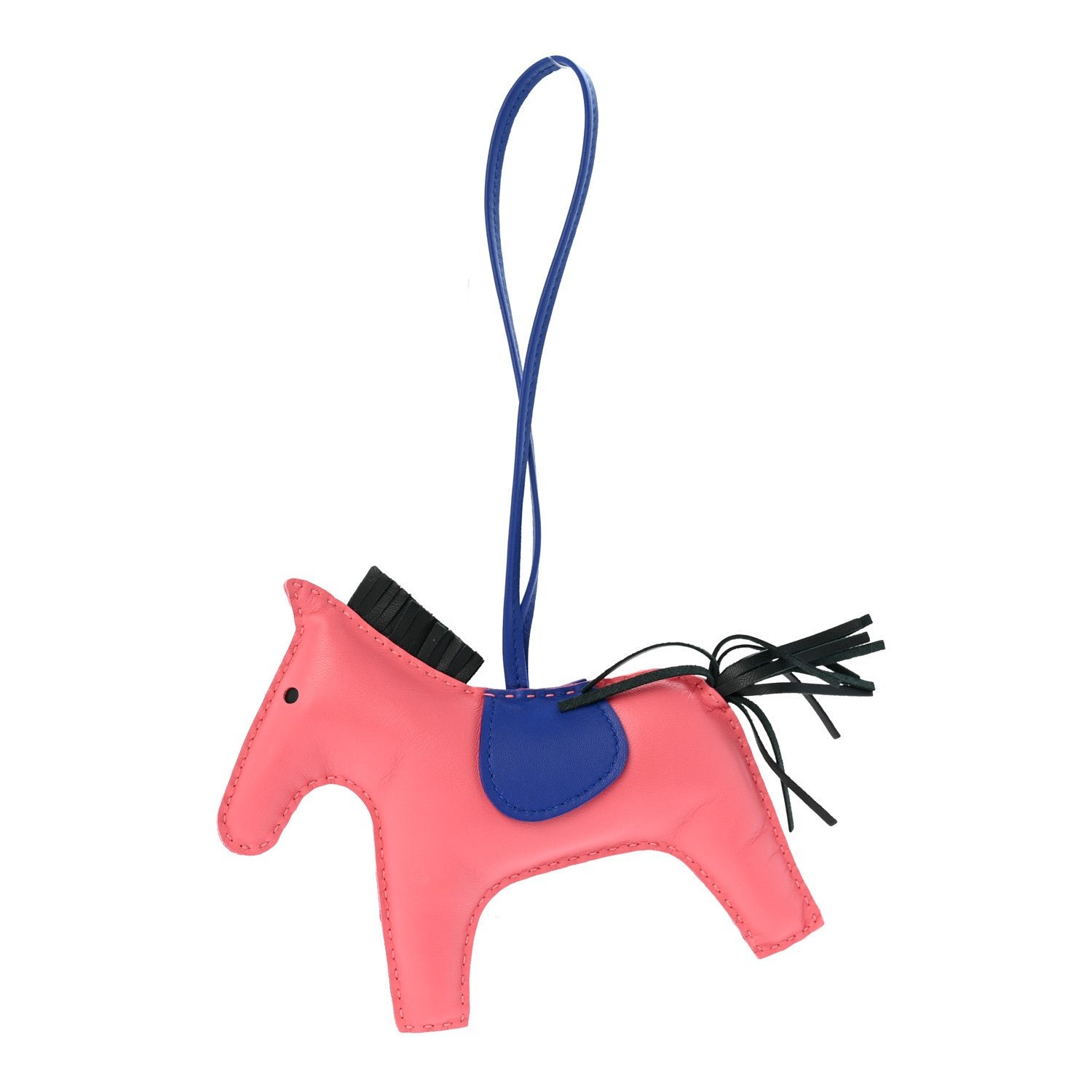 Hermes Hermes Milo Lambskin Grigri Rodeo Horse Bag Charm GM Rose Azalee Bleu Electrique Vert Cypress