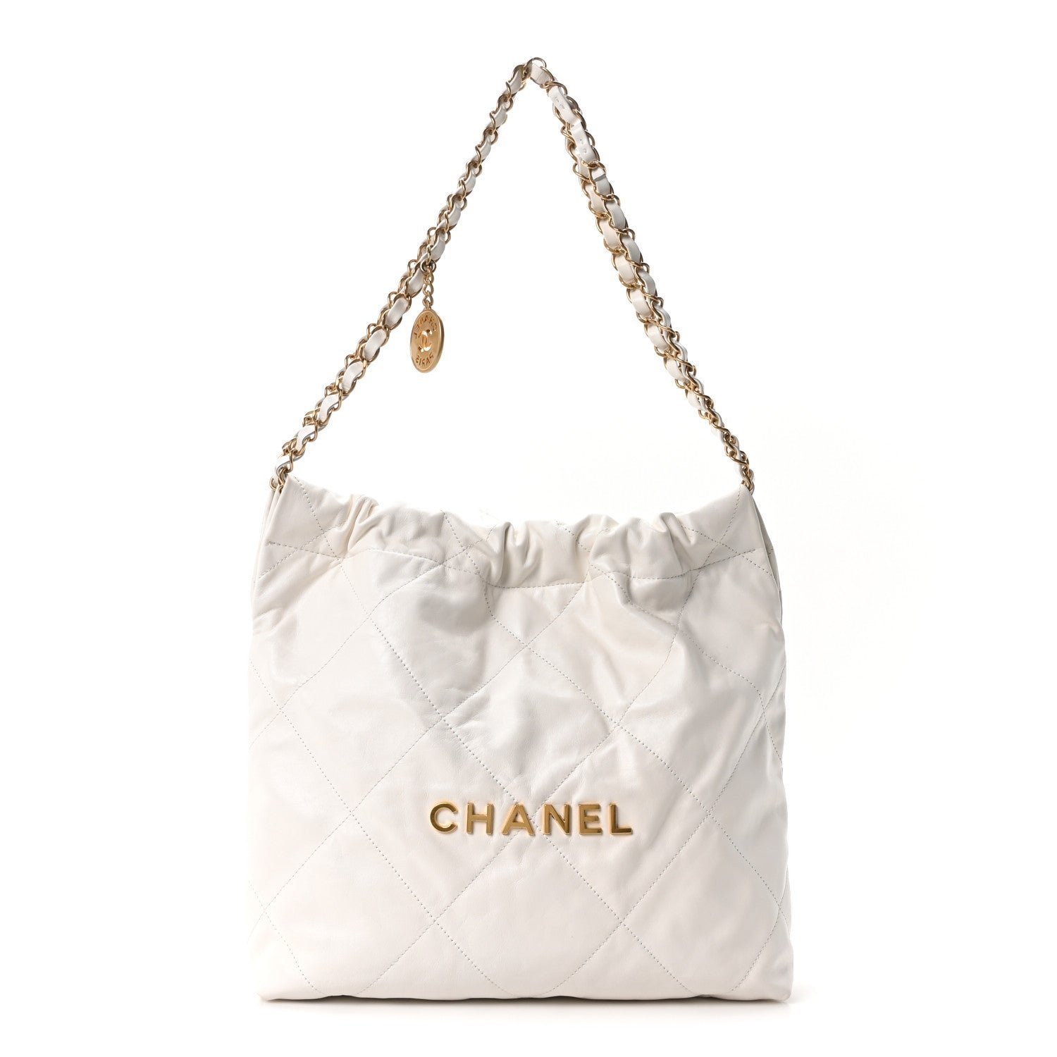 Chanel Shiny Calfskin Quilted Small Chanel 22 White