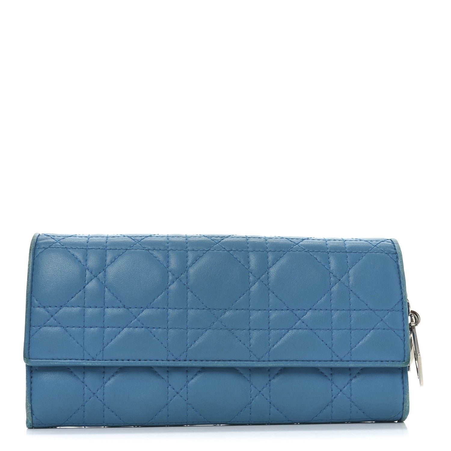 Dior Lambskin Cannage Lady Dior Rendezvous Wallet On Chain Turquoise