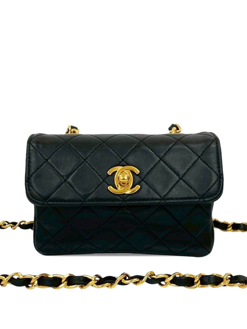 1989-1991 Micro CC Quilted Lambskin Turn Lock Flap crossbody bag
