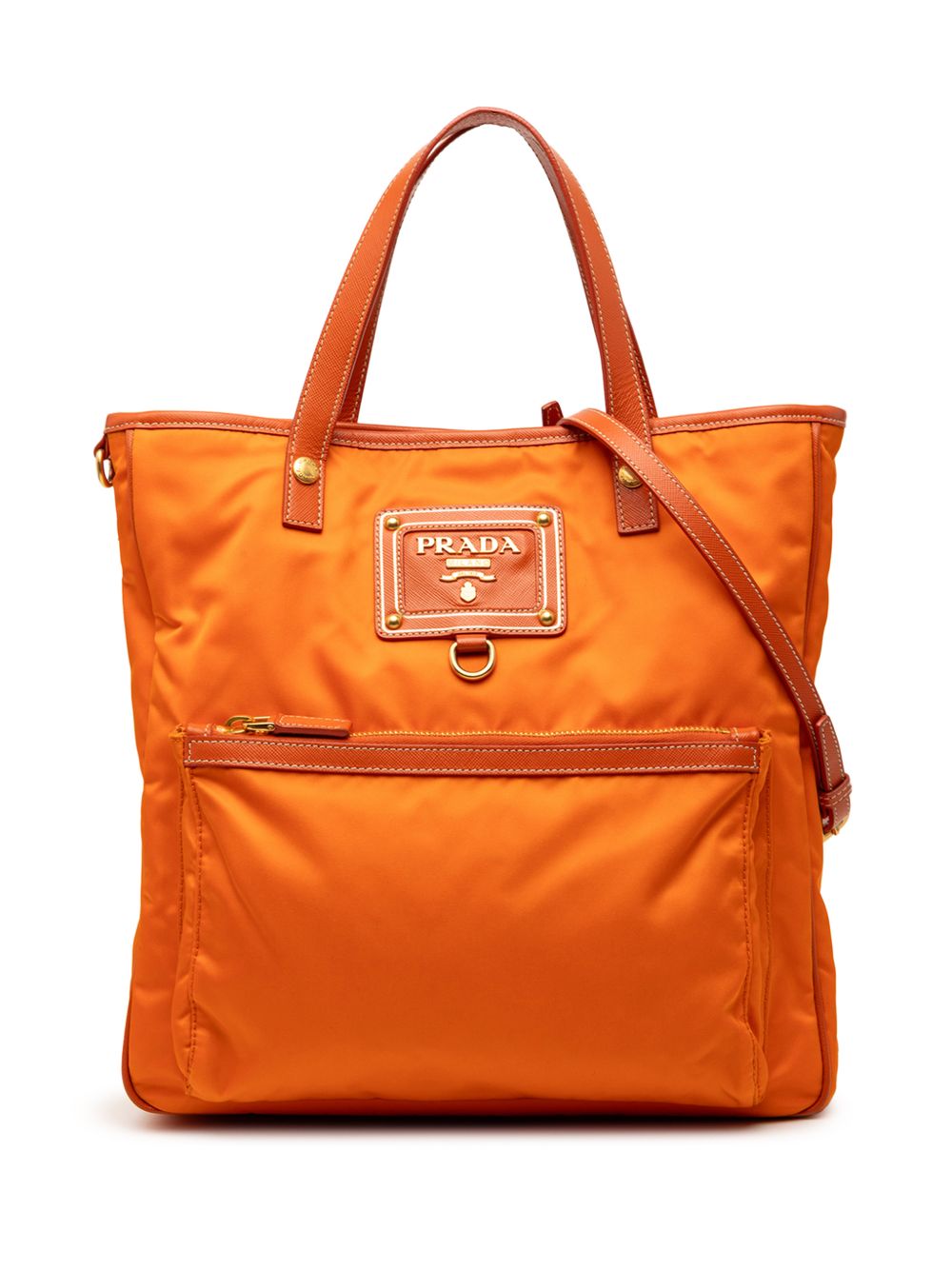 Prada 2021-2026 Saffiano Trimmed Tessuto Logo Oro satchel
