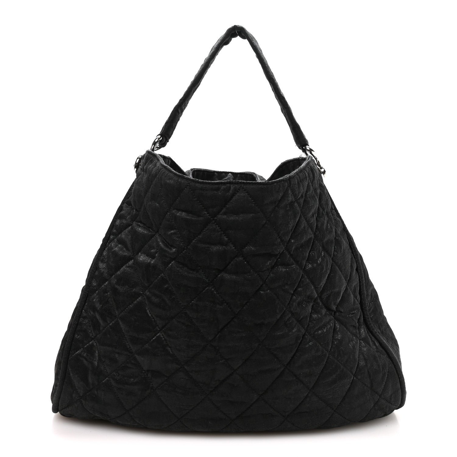 Chanel Crinkled Coated Canvas Le Marais Hobo Black
